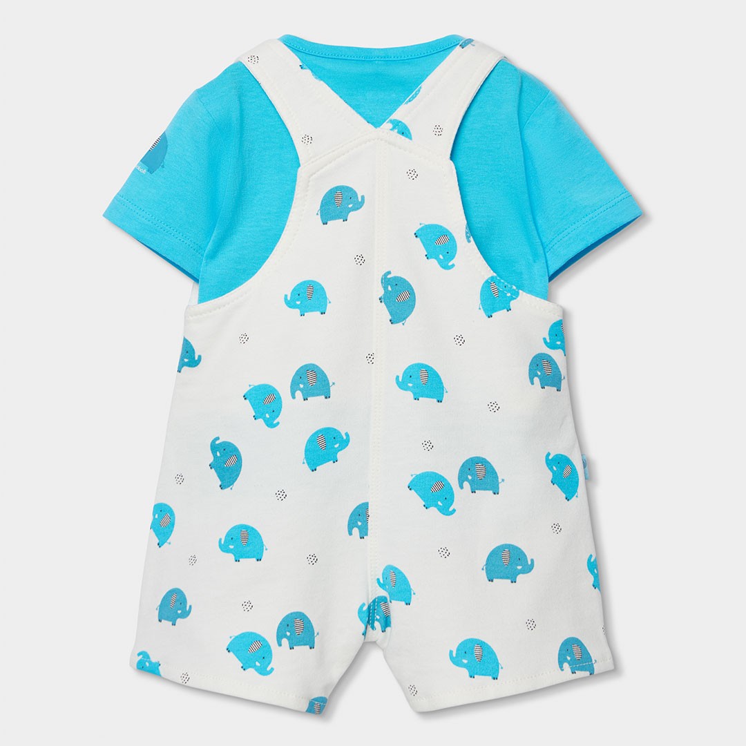 Turquoise Elephant and Shirt Shortalls Set 2