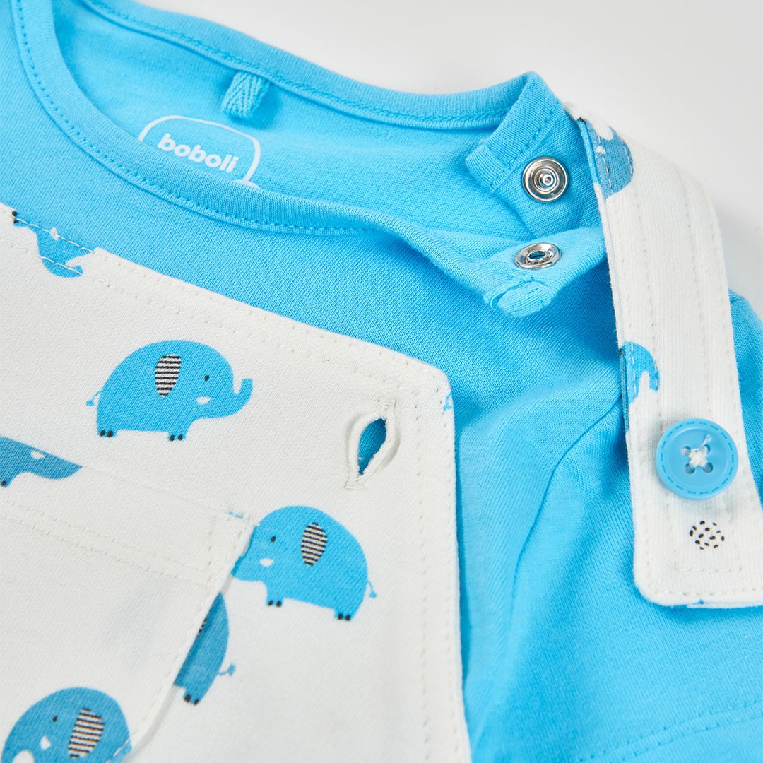 Turquoise Elephant and Shirt Shortalls Set 4