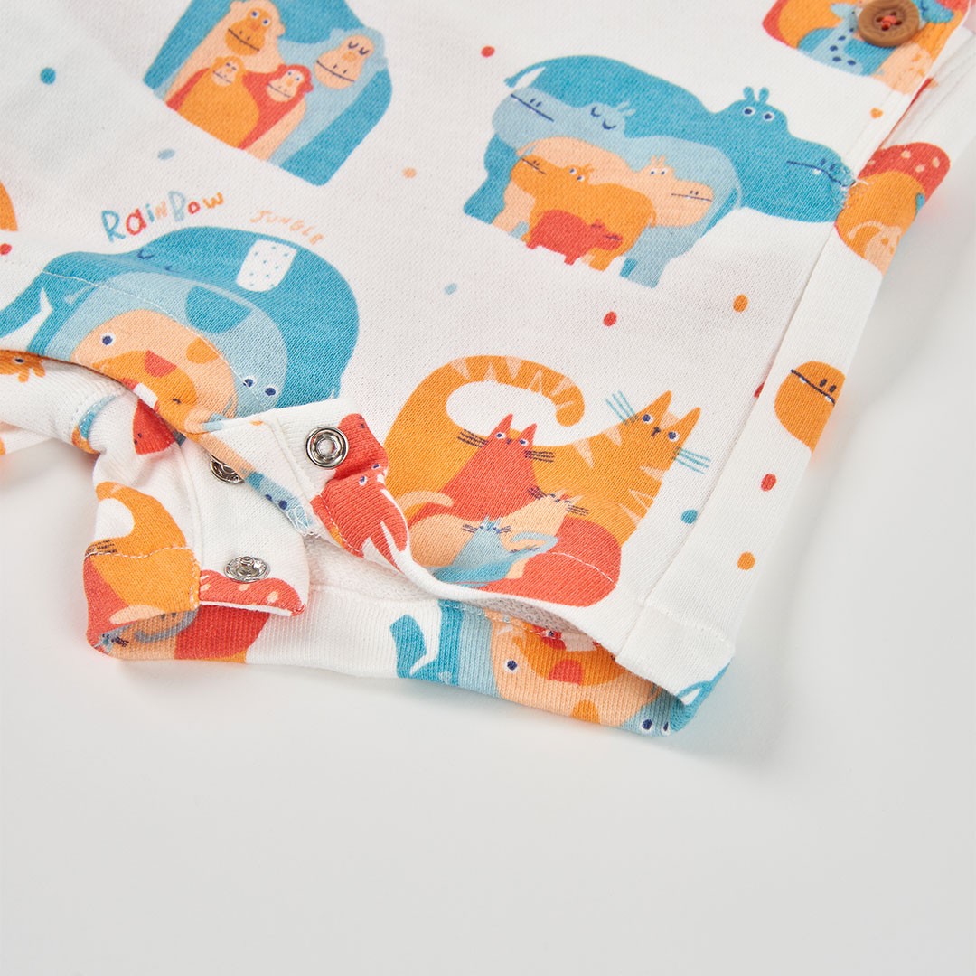 Orange and Blue Jungle Animals Shortall Set 4