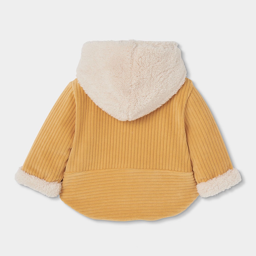 Mustard plush hooded jacket 2