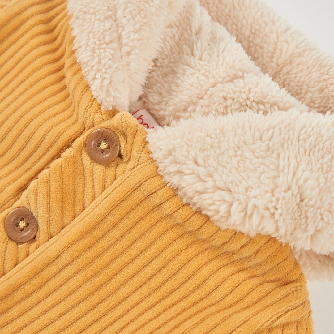 Mustard plush hooded jacket 3