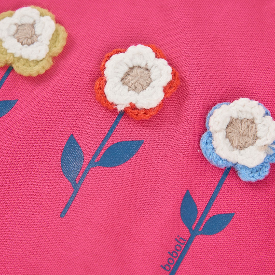 Hot Pink crocheted flower shirt - additional view 3