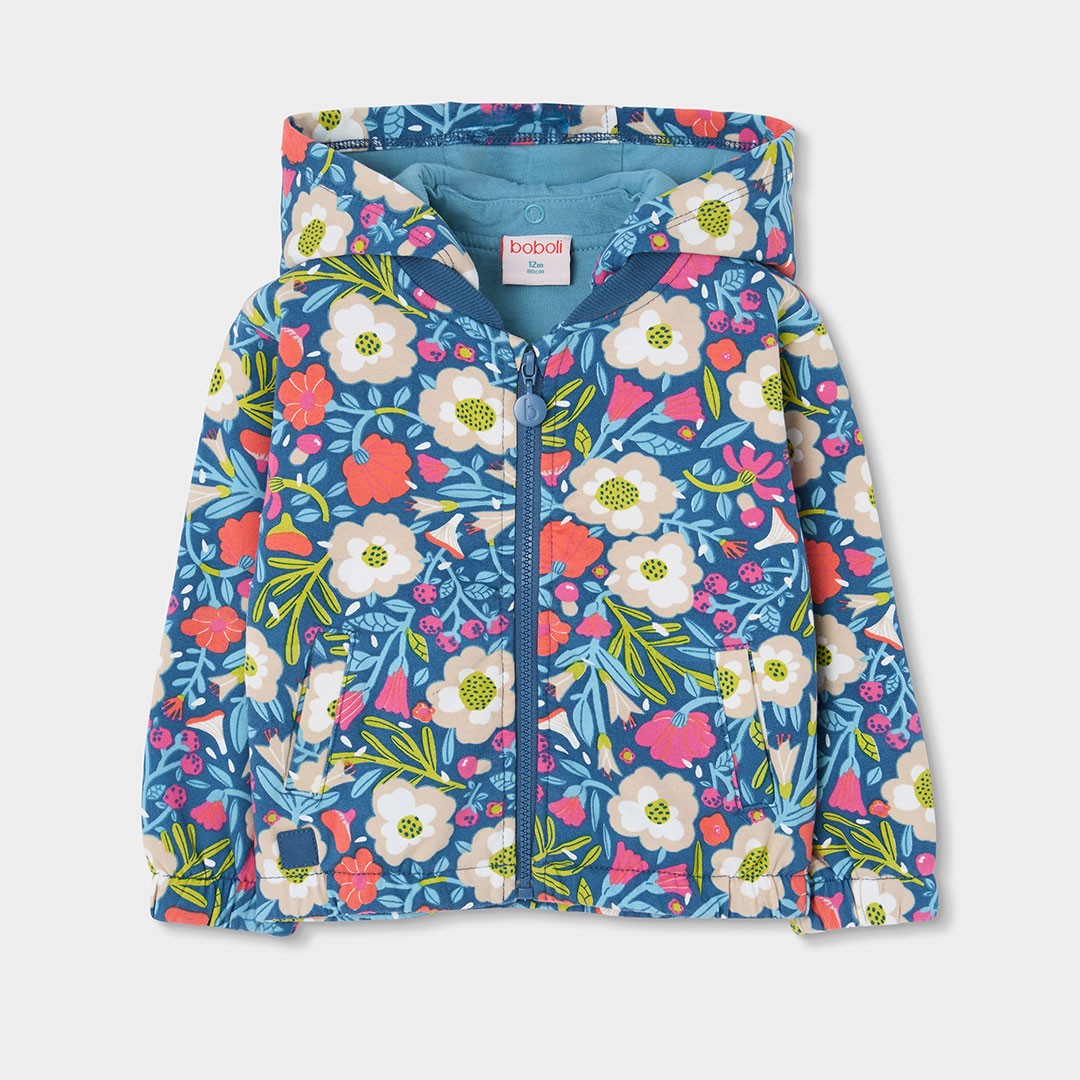 Floral Fleece Hooded Jacket