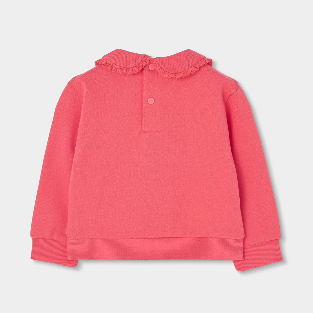 Floral bouquet orange fleece shirt with collar 2