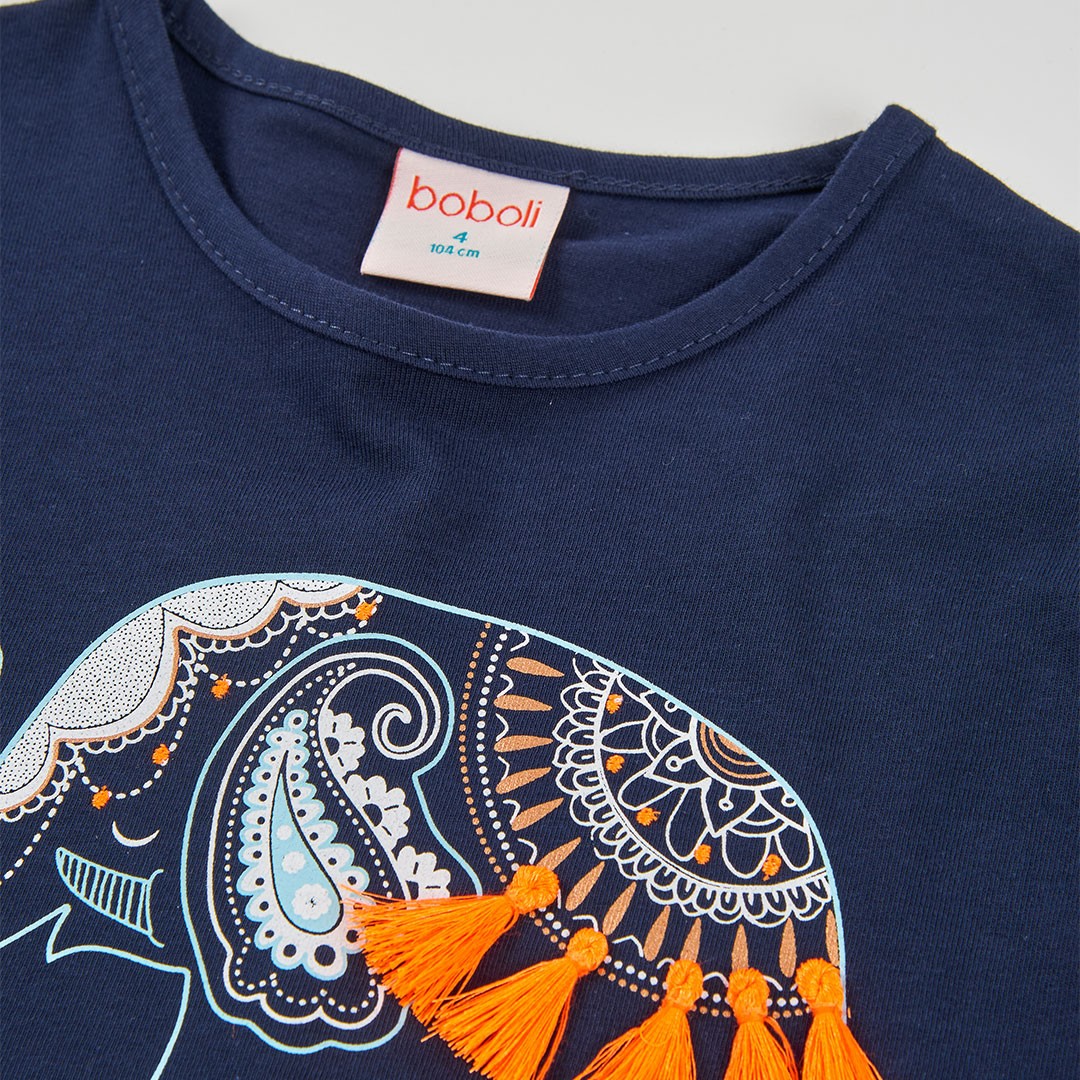 Blue Elephant Shirt with tassels 2