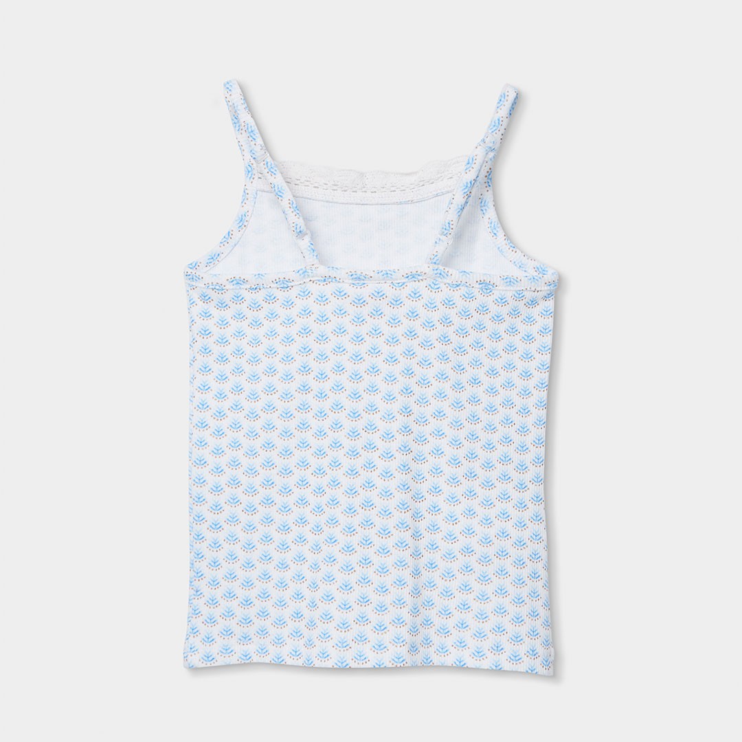 Blue print tank with lace trim 2