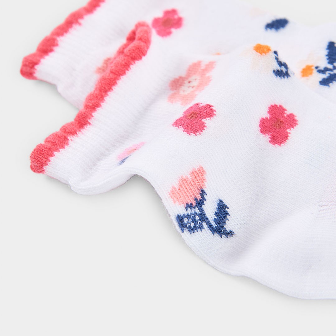 Girls 3 Pairs of Floral Socks 4