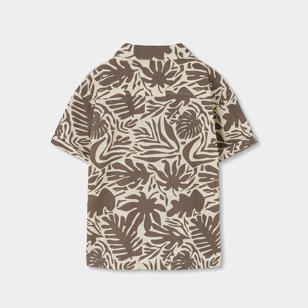 Cocoa brown tropical print cotton shirt 2