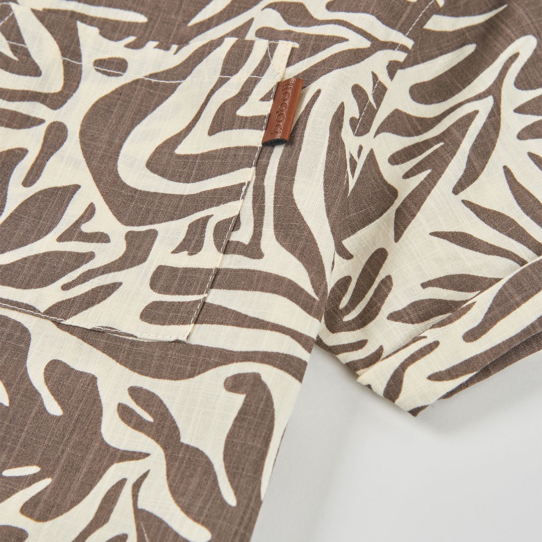 Cocoa brown tropical print cotton shirt 4