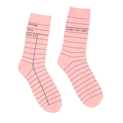 Pink Library Card Socks (womens) 1