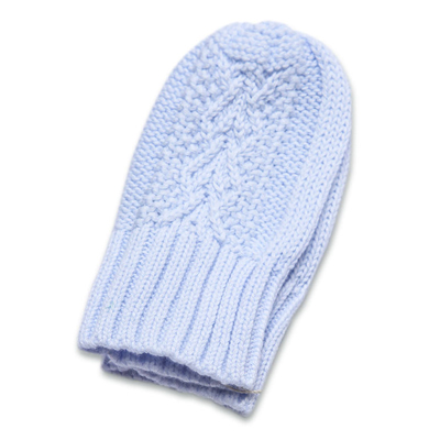 Baby blue cable baby mittens 1