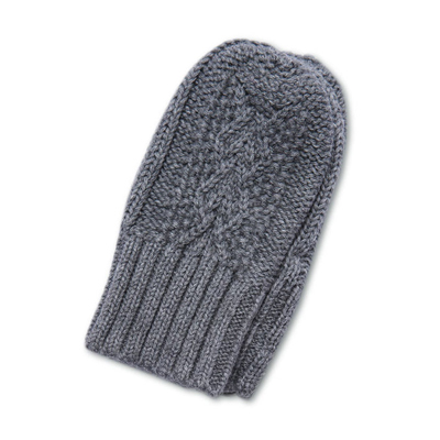 Dark Grey cable baby mittens 1