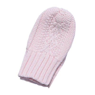 Pink cable baby mittens 1