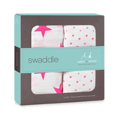 Fluro-pink muslin swaddle two pack 1