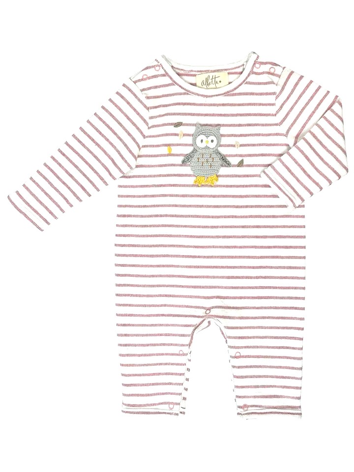 Crochet Owl Pink Stripe Baby Romper 0-3 months 2