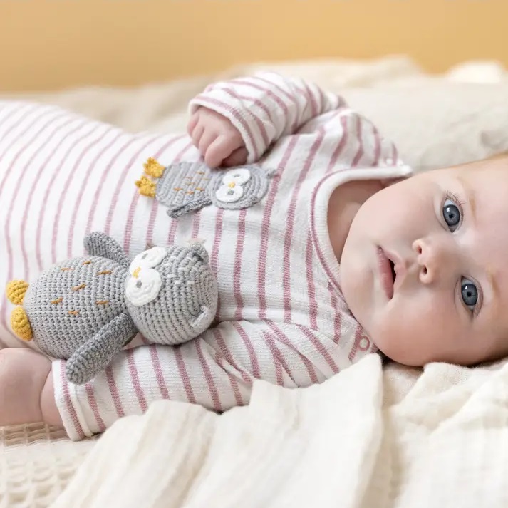 Crochet Owl Pink Stripe Baby Romper 0-3 months 1