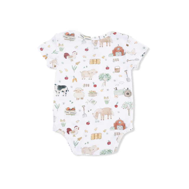 Cute Farm Animals Bamboo Short Sleeve Bodysuit 2