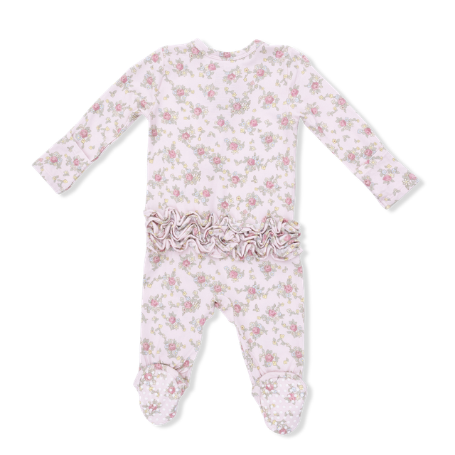 Edith's Rose Garden Bamboo Ruffle Back Footie 2