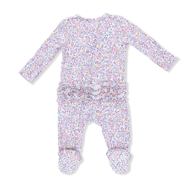 Elizabeth's Garden Bamboo Ruffle Back Zipper Footie 2