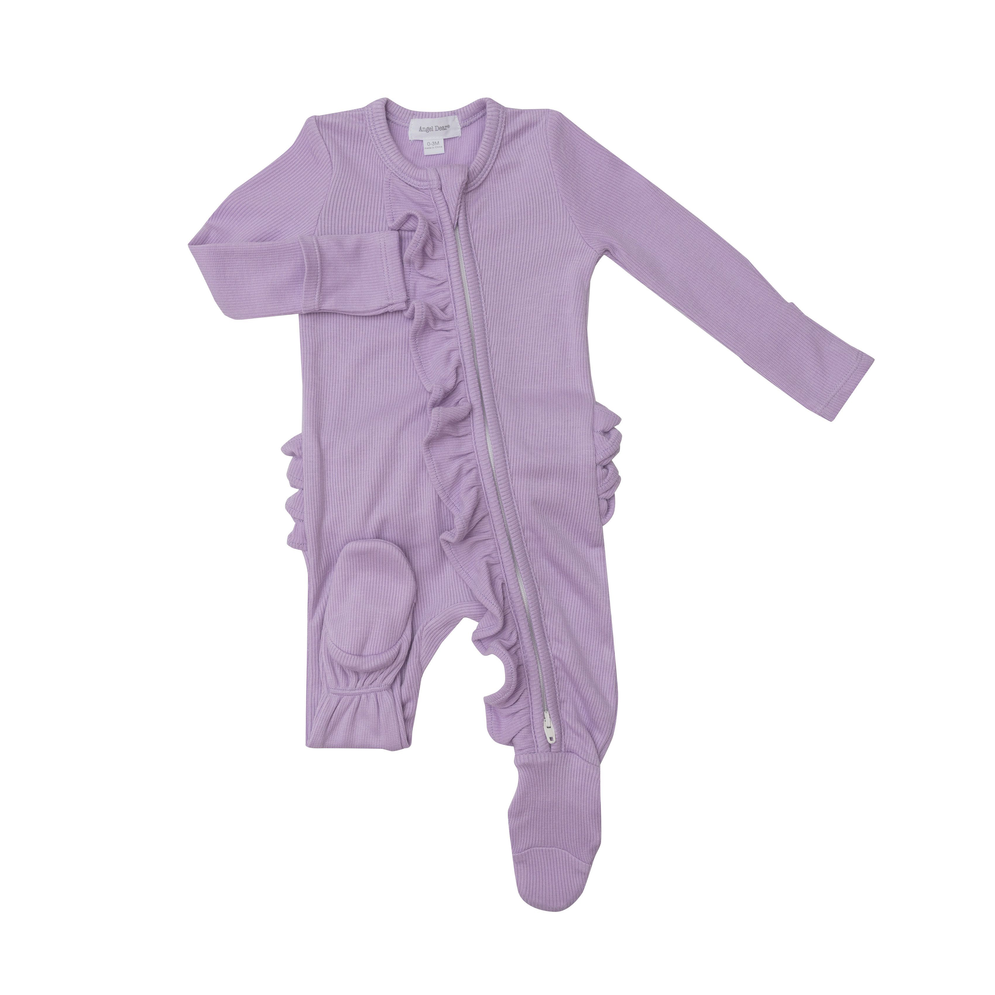 Orchid Bloom ribbed modal 2 way zipper footie - 9-12 months 1