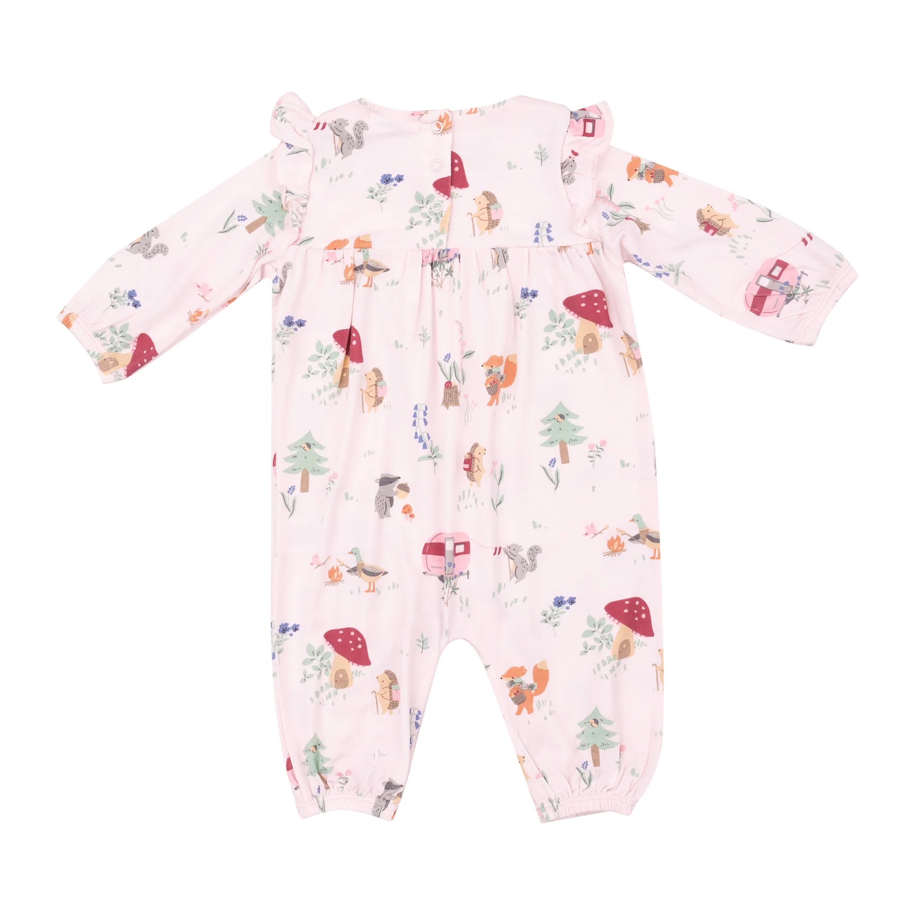 Cute Animal Campers Ruffle Sleeve Bamboo Romper 2