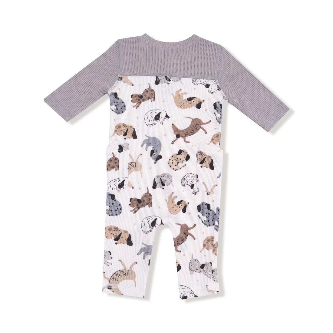 Cozy Pups Waffle Bamboo Romper with contrast sleeves 2