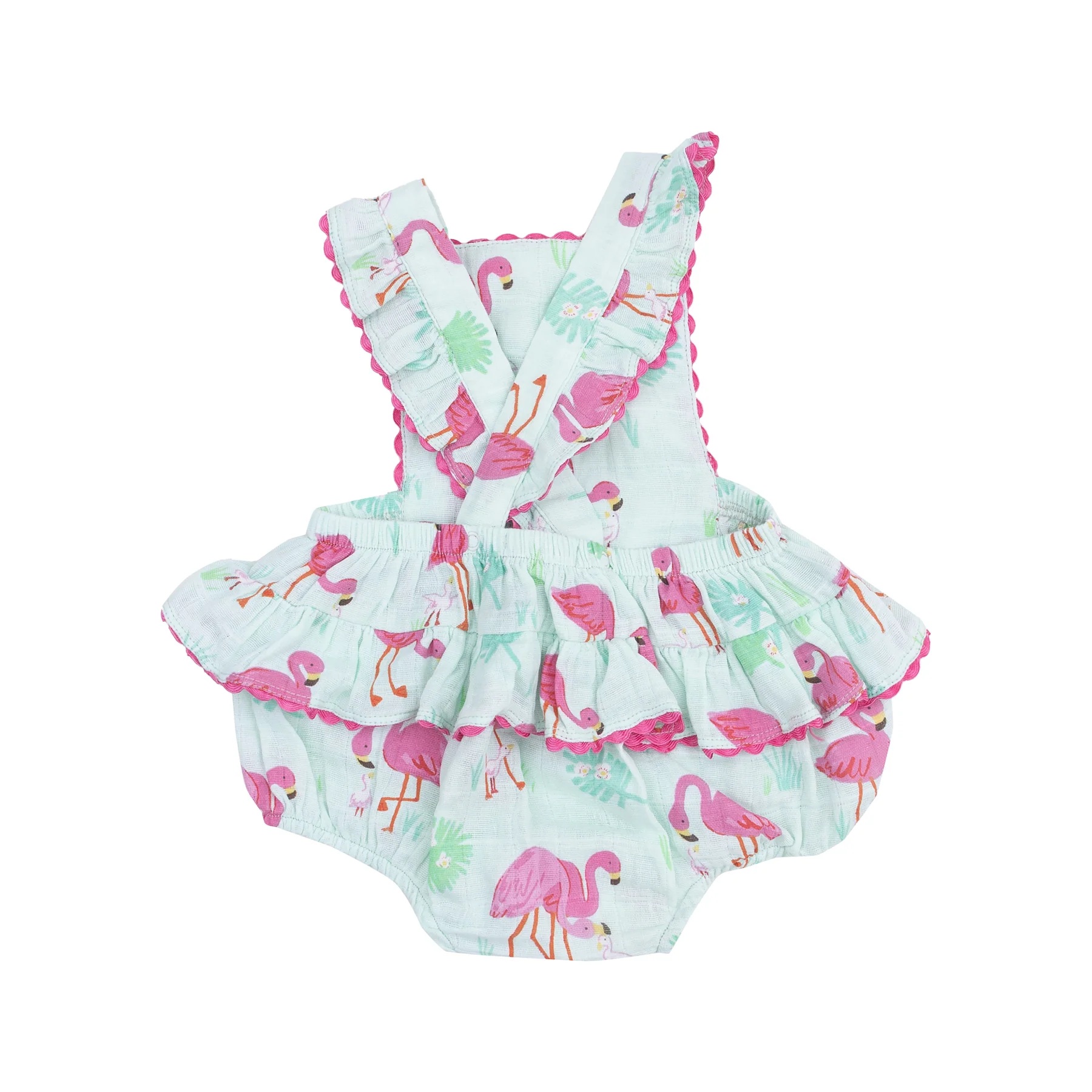 Flamingos Ric-Rac Ruffle Organic Muslin Sunsuit 2