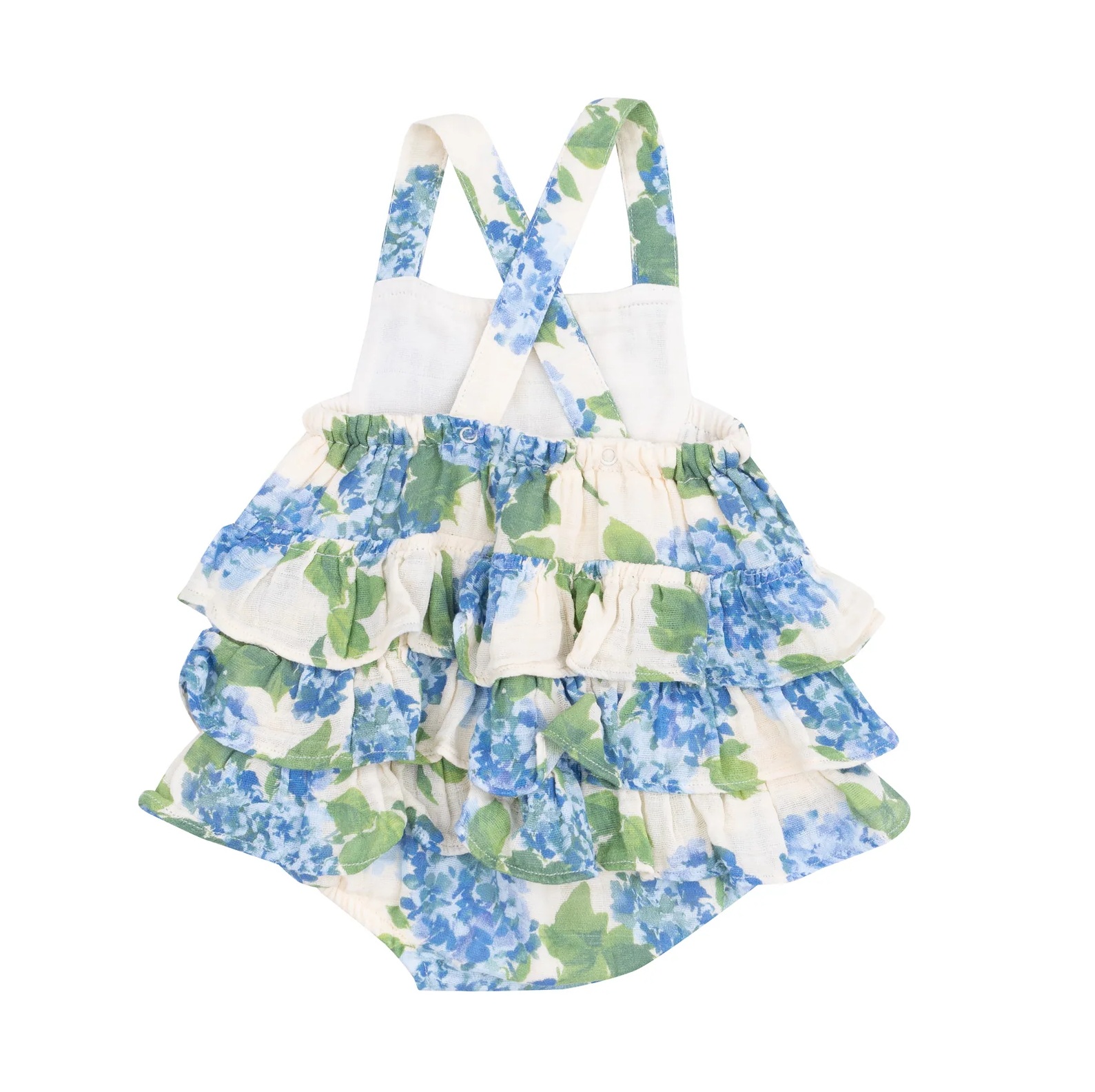 WaterColor Hydrangeas Muslin Ruffle Sunsuit 2