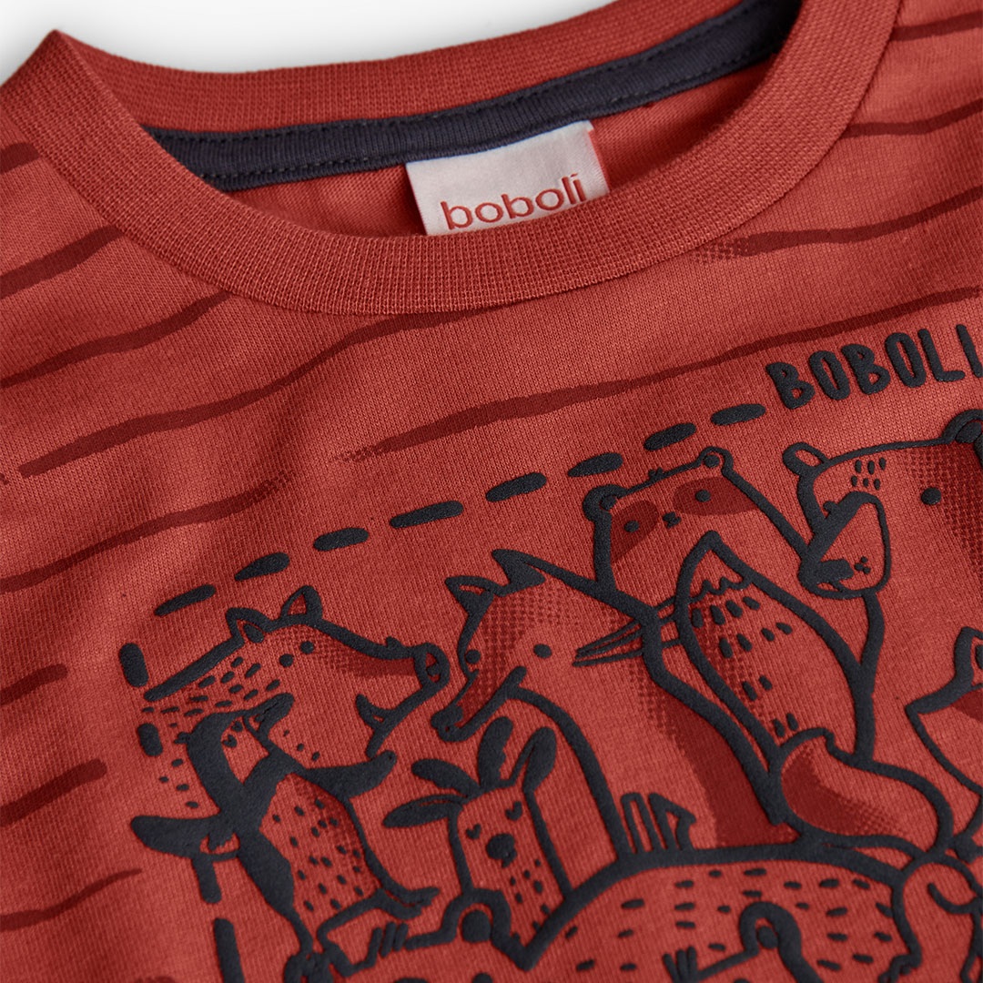 Orange Stripe Group Animal Photo Shirt 3