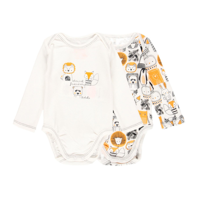 Grey and yellow LS animal onesies - 2 pack 1