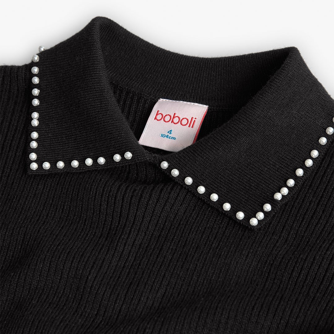 Black Knitwear Floral Dress 3