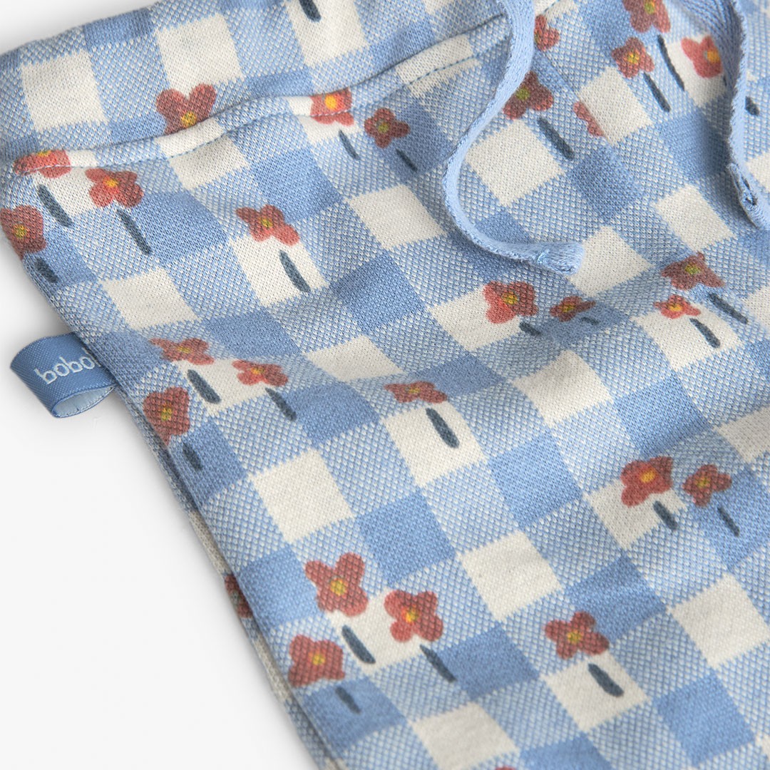 Blue and White Floral and Check Outfit 4