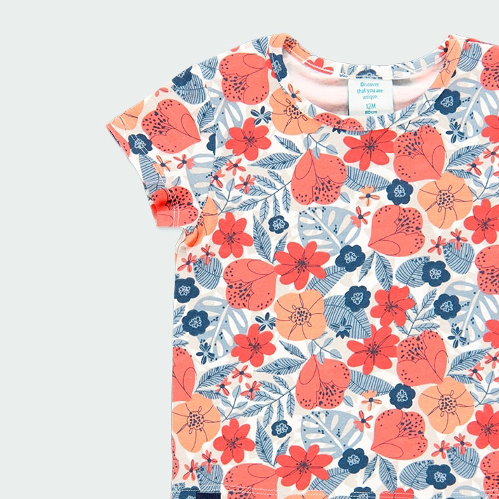 Coral and blue floral shirt 2