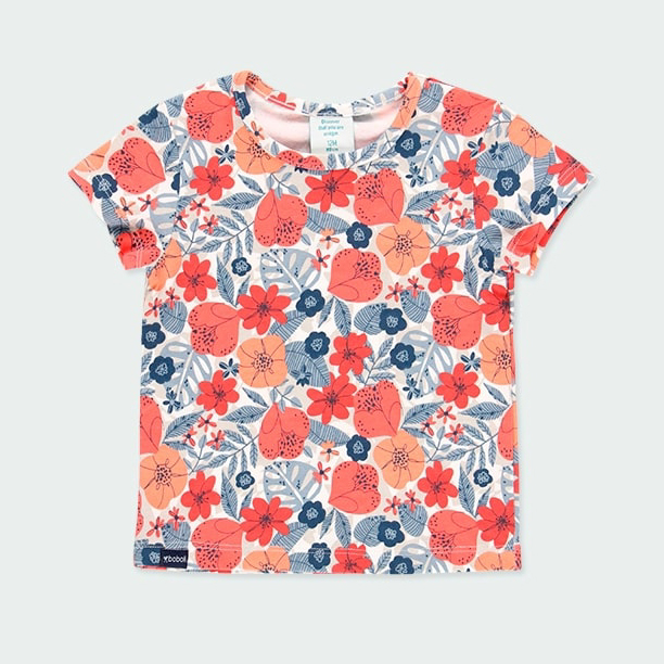 Coral and blue floral shirt 1