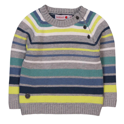 Blue,green and grey striped baby sweater 1