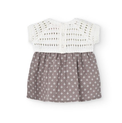 Crocheted and leaf print dress with bloomers 2
