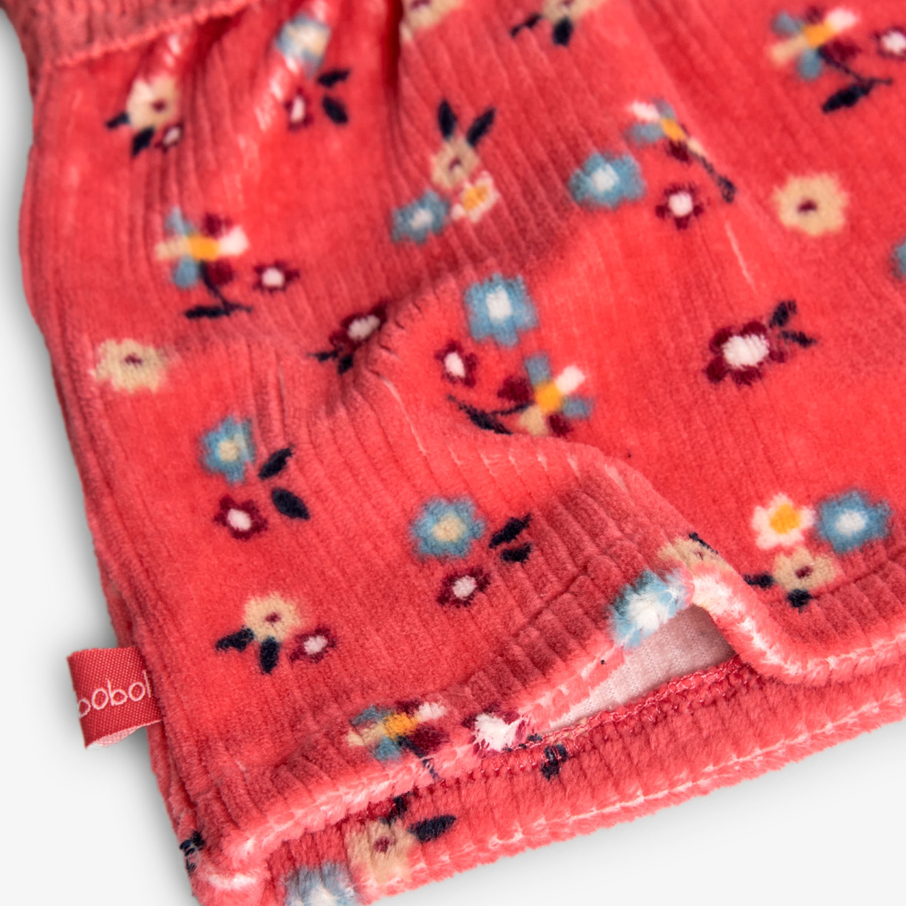 Orange Floral Knit and Velour Corduroy Dress 4