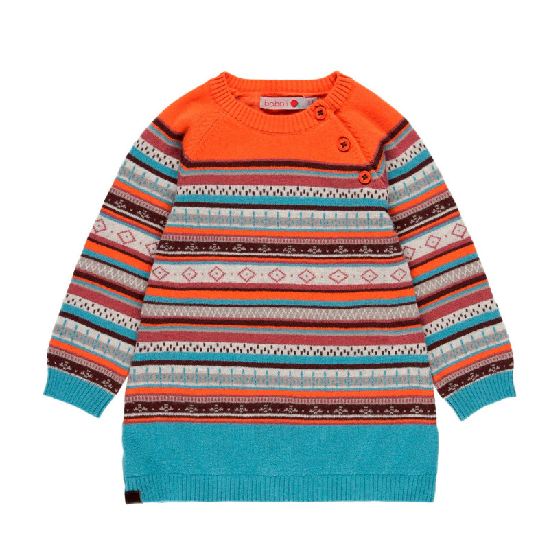 Orange and turquoise sweater dress 1