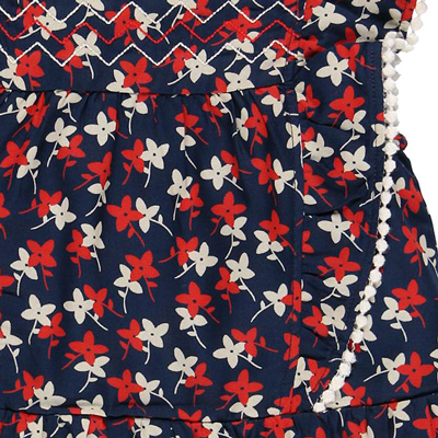 Red and blue floral dress with bloomer 3