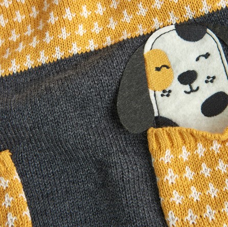 Yellow and Grey Puppy Sweater Dress 2