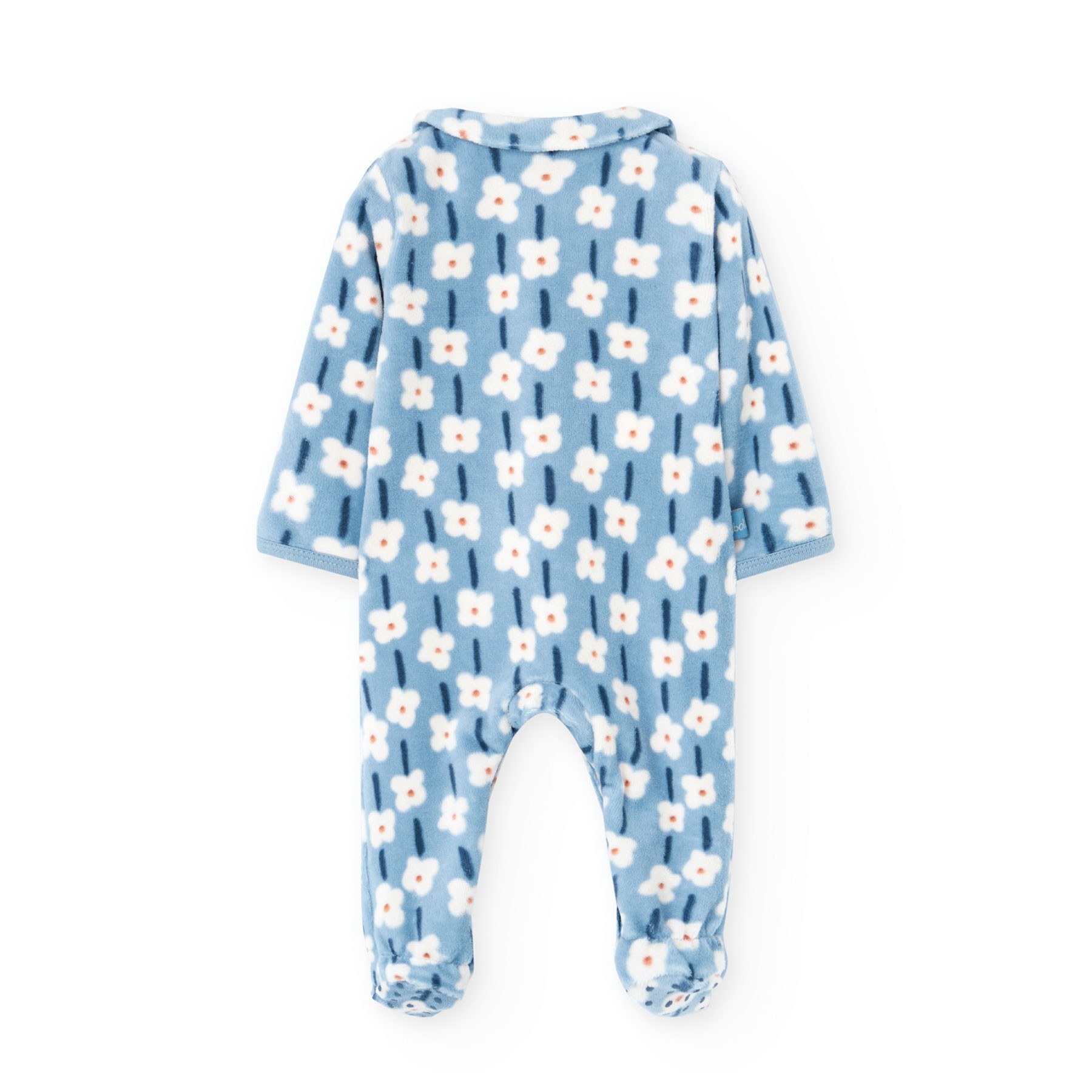 Blue and White Floral Velour Playsuit 2