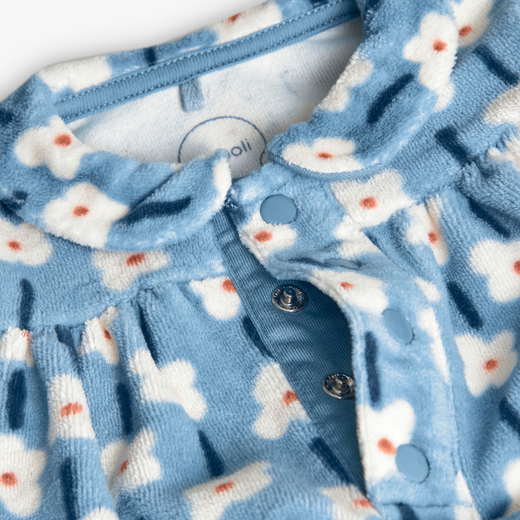 Blue and White Floral Velour Playsuit 3