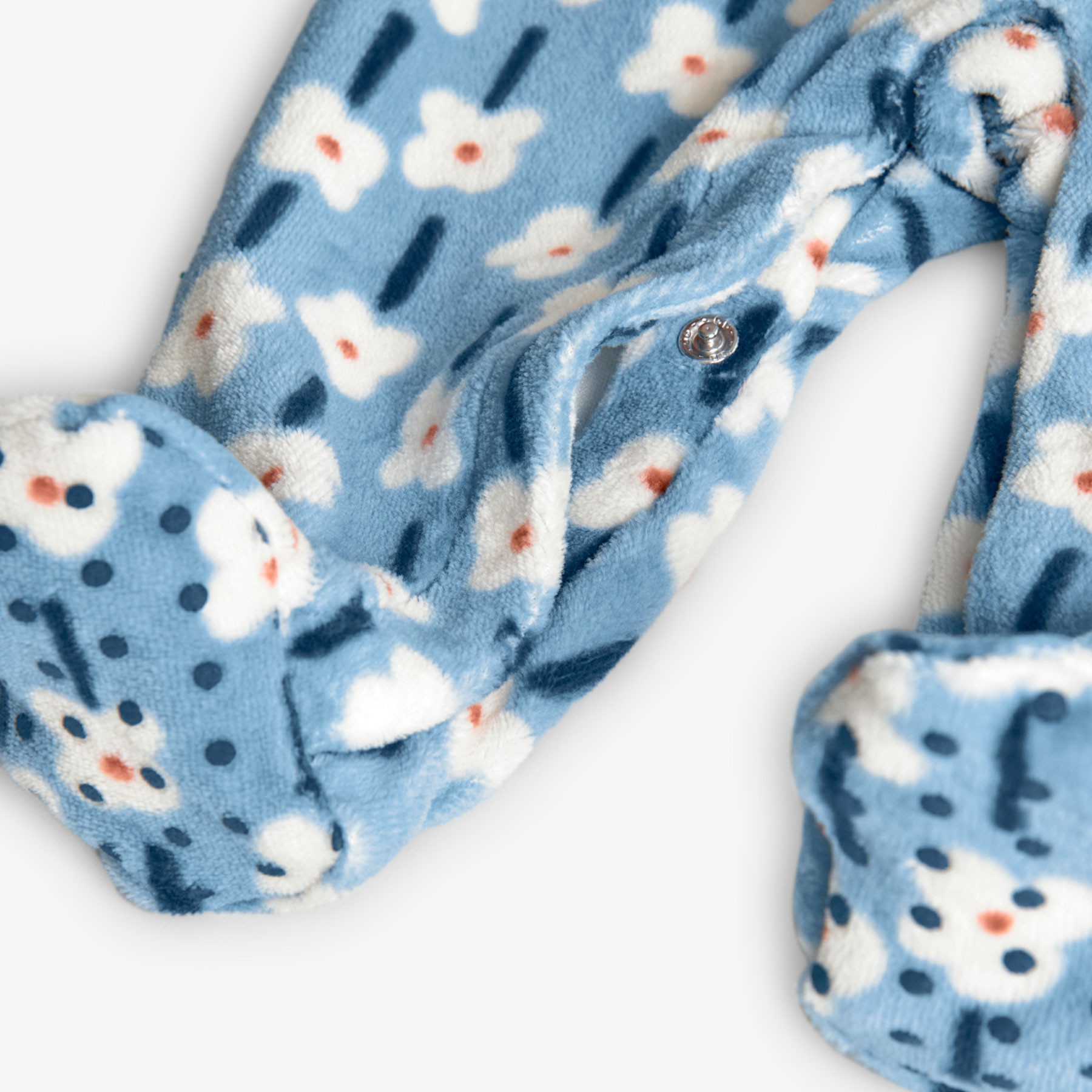 Blue and White Floral Velour Playsuit 4