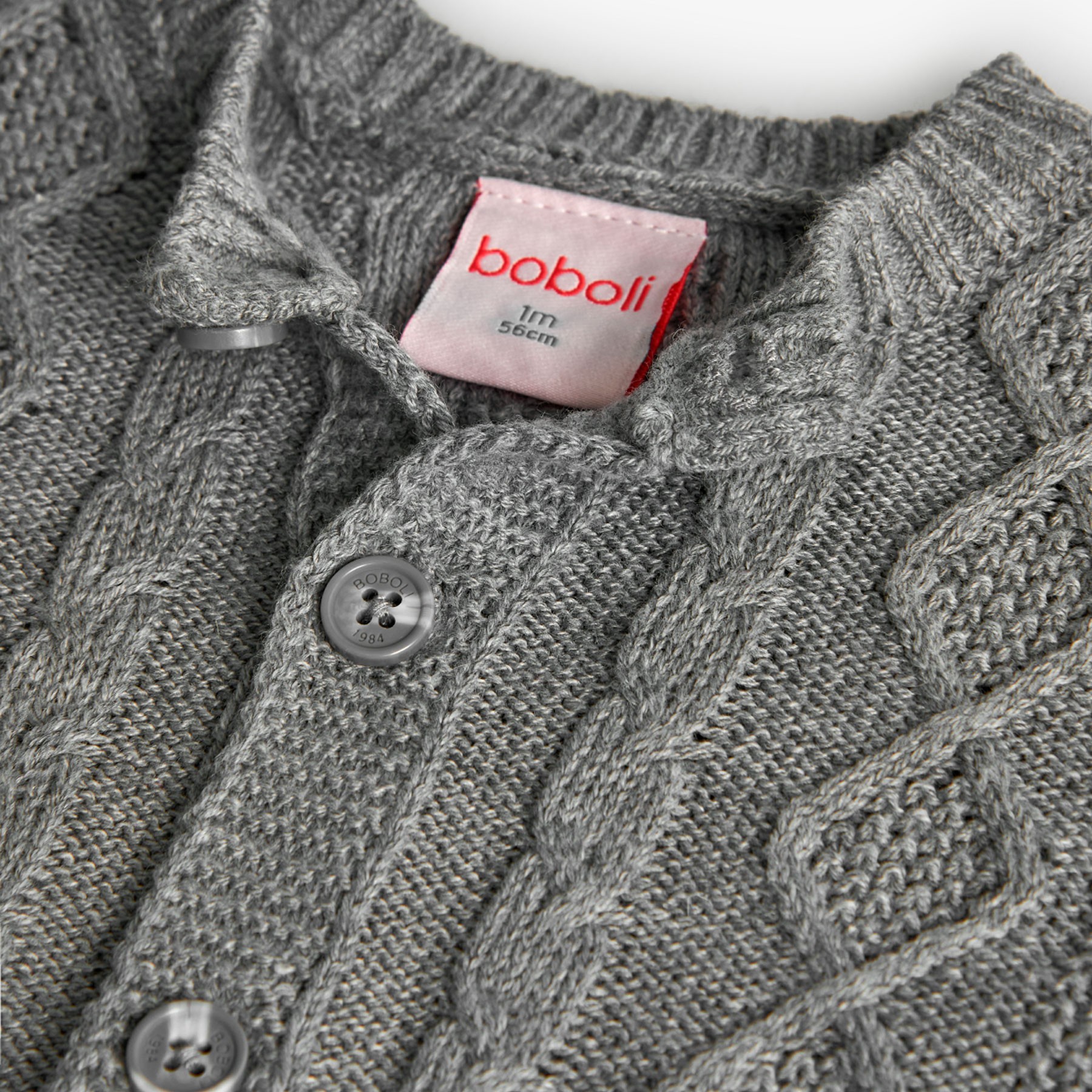 Unisex Grey Baby Button Up Sweater 3
