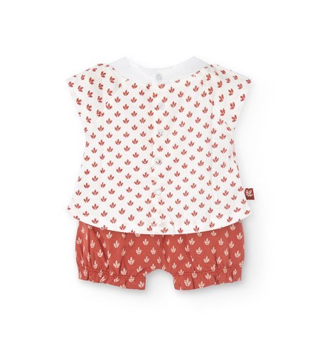 Copper and white leave print shirt and bloomers set 2