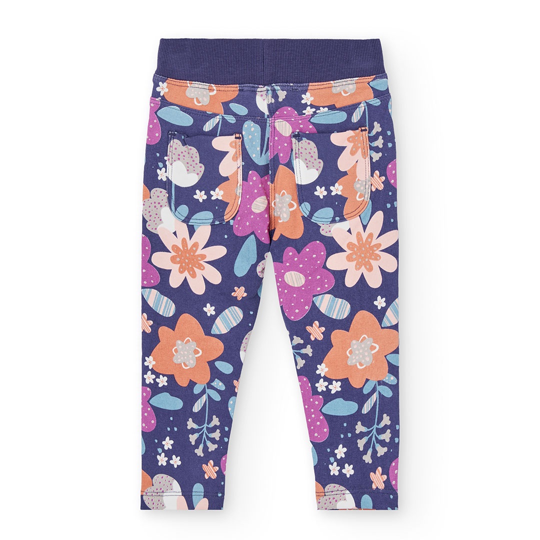 Navy and Pink Floral Pants 2
