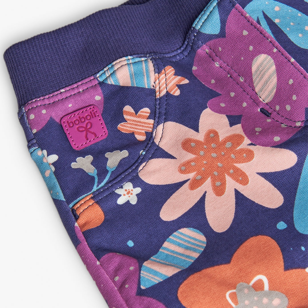 Navy and Pink Floral Pants 3