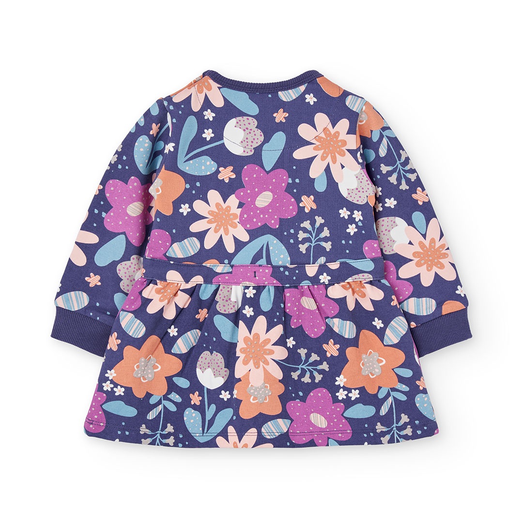 Navy and Pink Floral Tie-waist Dress 2