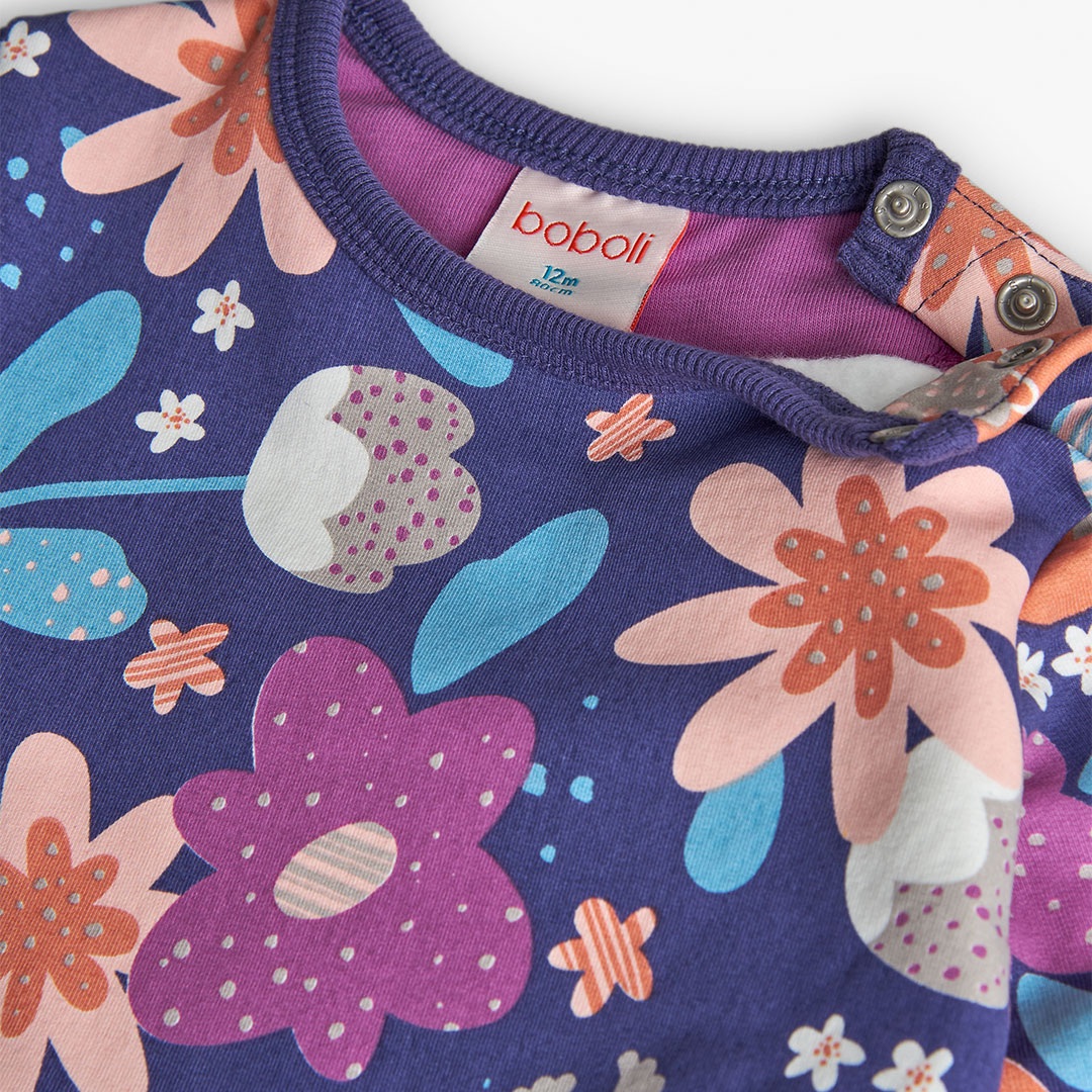 Navy and Pink Floral Tie-waist Dress 3