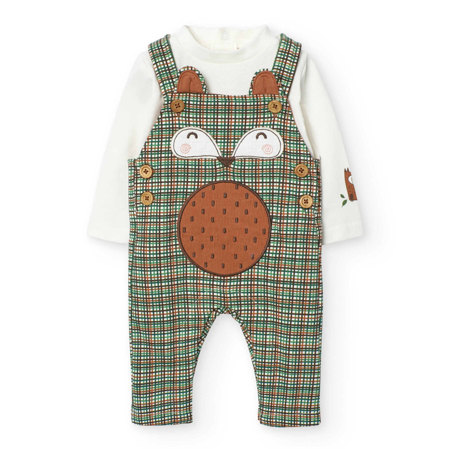 Plaid Fox Overall and Bodysuit 1